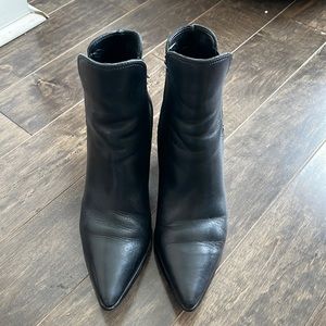 Black leather booties